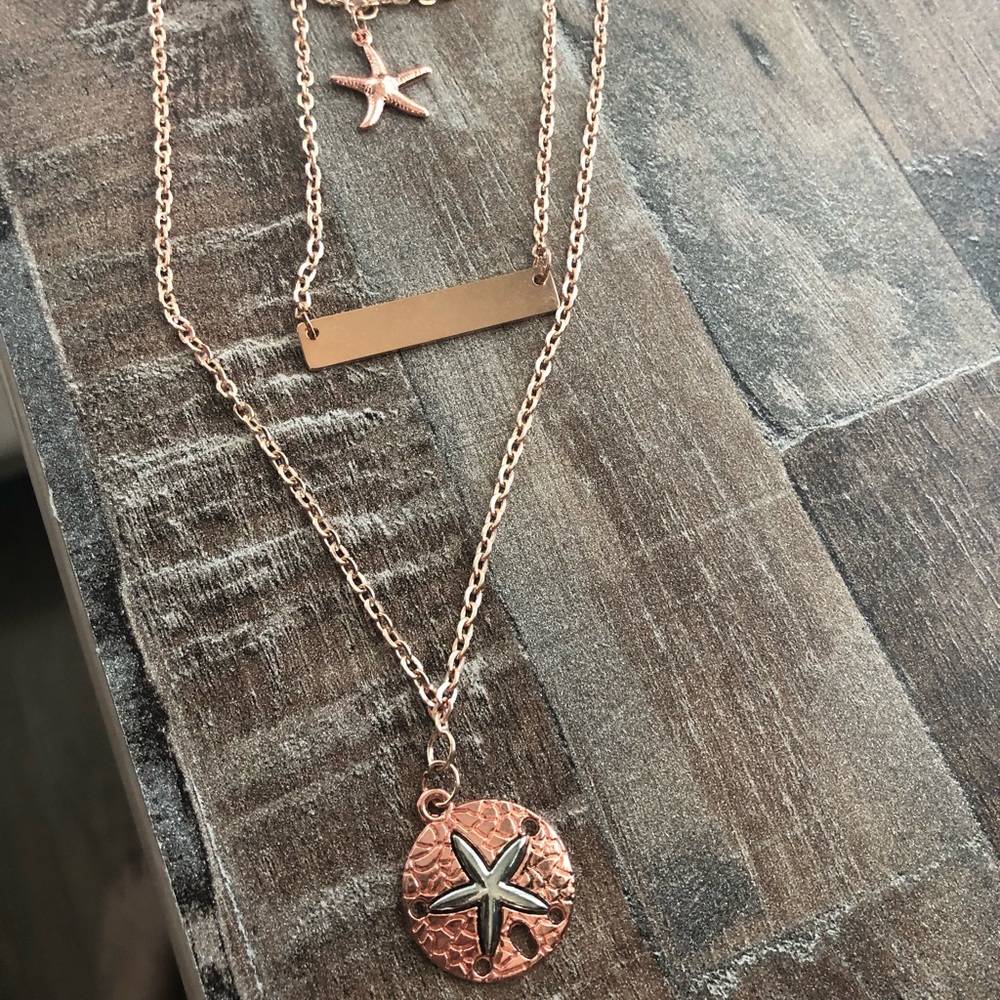 Handmade rose gold 3 tiered necklace